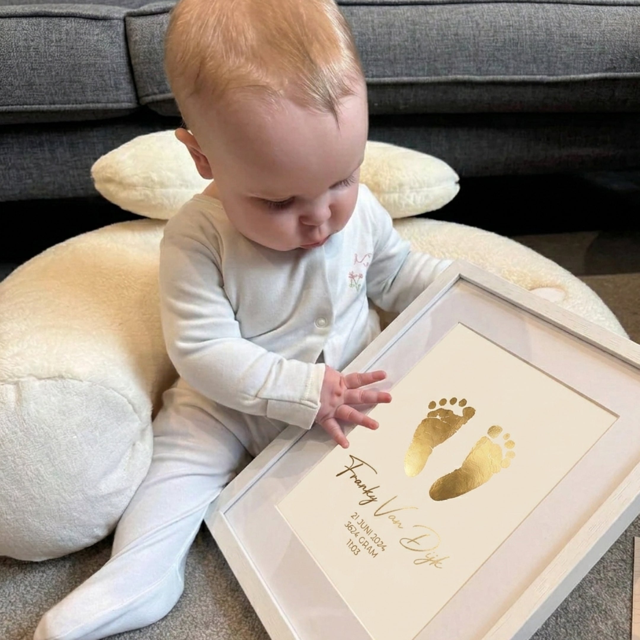 Baby Hand- und Fußabdruck Erinnerung mit Folienprägung sjeize ssss